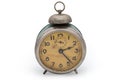 Old vintage mechanical analog alarm clock on a white background Royalty Free Stock Photo