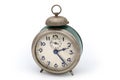 Old vintage mechanical analog alarm clock on a white background Royalty Free Stock Photo