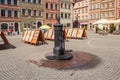 Old vintage mechanical water pump on the historic Old Town Market Square, Warsaw, Poland Royalty Free Stock Photo