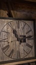 Old Vintage Medieval Wooden Clock of the Church Royalty Free Stock Photo