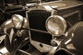 Old vintage metal details car in the museum close-up Royalty Free Stock Photo