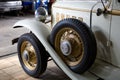 Old vintage metal details car in the museum close-up Royalty Free Stock Photo