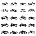 Old vintage motorcycle vector set illustrations in simple style on a white isolated background Royalty Free Stock Photo