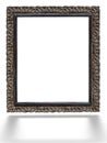 Old vintage ornate white picture frame with pattern isolated