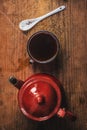 Old vintage painted coffee set top view Royalty Free Stock Photo