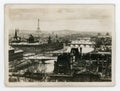 Old vintage paper photo print of bridges of Paris with Seine river in 1934