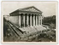 Old vintage paper print Paris, de la Madeleine church in 1934