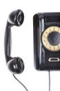 Old vintage phone with rotary dial on white background Royalty Free Stock Photo