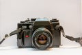 Old vintage photo camera on 35mm film Royalty Free Stock Photo