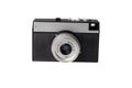 Old vintage photo camera using film strip, isolated on white background Royalty Free Stock Photo