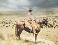 Vintage Cowboy Photograph, Cattle Herd