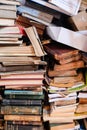 Old vintage pile of books being sold on a Cuban garage sale outside Royalty Free Stock Photo