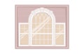 Old vintage pink classic window frame. Flat style isolated vector illustration. Royalty Free Stock Photo