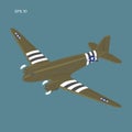 Old vintage piston engine airliner. Legendary retro aircraft vector illustration.