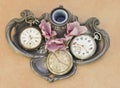 Old vintage pocket antique clock Royalty Free Stock Photo