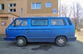 Beautiful vintage historic old popular camper van blue car Volkswagen Transporter T3 Royalty Free Stock Photo