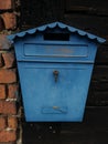 Old vintage post box blue Royalty Free Stock Photo