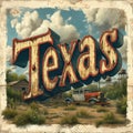 Old vintage poster in retro style with the inscription - Texas