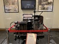 Vintage printing machine in a museum