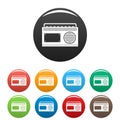 Old vintage radio icons set color Royalty Free Stock Photo