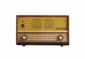 Old vintage radio on white