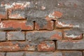 Old Vintage Red Brick Wall With Sprinkled Gray Cement Plaster Texture Background Royalty Free Stock Photo