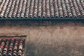 Old vintage red ceramic barrel roof tile typical for Mediterranean countries Royalty Free Stock Photo