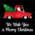 Old vintage red Christmas truck with pine tree Royalty Free Stock Photo