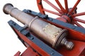 old vintage red gunpowder post-medieval artillery cannon