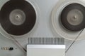 Old vintage reel-to-reel player. Tape recorder with spools. Bobbin tape recorder Royalty Free Stock Photo