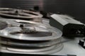 Old vintage reel-to-reel player. Tape recorder with spools. Bobbin tape recorder Royalty Free Stock Photo