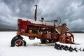 Old Farm Tractor, Snow, Winter Royalty Free Stock Photo