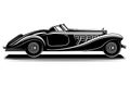 Old vintage retro pre-war roadster vector illustration. Exclusive and luxury car