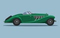 Old vintage retro pre-war roadster vector illustration. Exclusive and luxury car