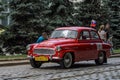 LVIV, UKRAINE - JUNE 2018: Old vintage retro Skoda car rides through the streets of the city