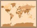 Old vintage or retro style map of World. Political map in shades of brown ang beige. Simple flat vector illustration Royalty Free Stock Photo