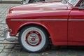 LVIV, UKRAINE - JUNE 2018: Old vintage retro Volvo car rides through the streets of the city