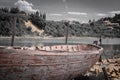 Old vintage retro wooden fishing boats in seca, slovenia Royalty Free Stock Photo