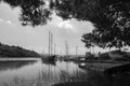 Old vintage retro wooden fishing boats in seca, slovenia Royalty Free Stock Photo