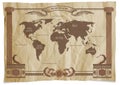 Old Vintage Retro World Map. Vector illustration Royalty Free Stock Photo