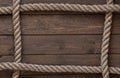 Old vintage rope on old wooden table