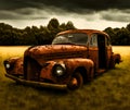 Old Vintage Rusted Car, Generative AI Illustration