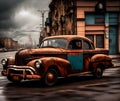 Old Vintage Rusted Car, Generative AI Illustration