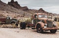 Old vintage rusty car truck abandoned in the desert Royalty Free Stock Photo