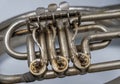 Old vintage rusty French horn detail Royalty Free Stock Photo