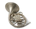 Old vintage rusty French horn Royalty Free Stock Photo