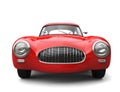 Old vintage scarlet red sports car - front view closeup shot Royalty Free Stock Photo