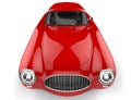 Old vintage scarlet red sports car - top down hood shot Royalty Free Stock Photo