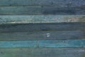 Old vintage shabby green blue tone weathered painted wood banner background Royalty Free Stock Photo