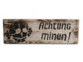 old vintage Shield Achtung Minen dangerous mines WK2 German